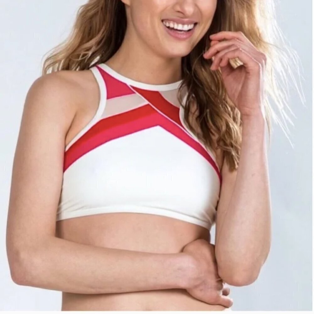 Summersalt High Tide Halter Bikini Top Colorblock Mesh